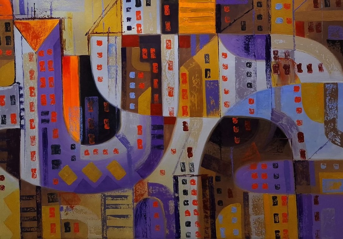 Oil painting Urban sunset Sergey Voichenko - 6