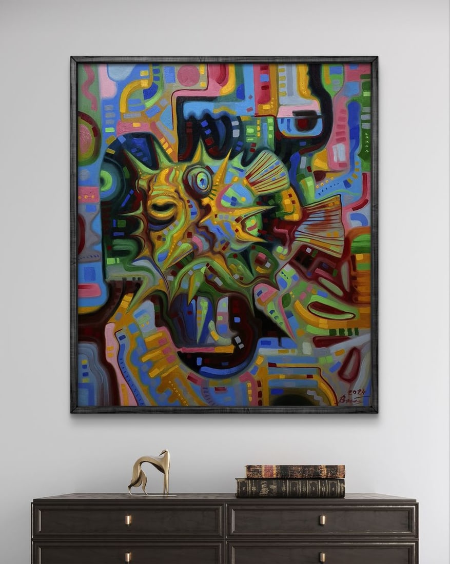 Oil painting Green Electric Fugu Sergey Voichenko - 3