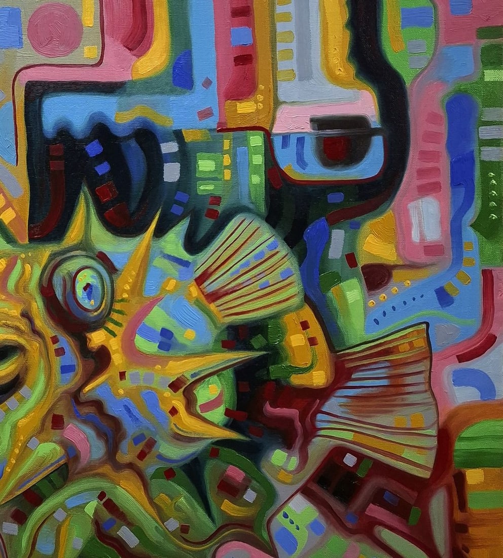 Oil painting Green Electric Fugu Sergey Voichenko - 4