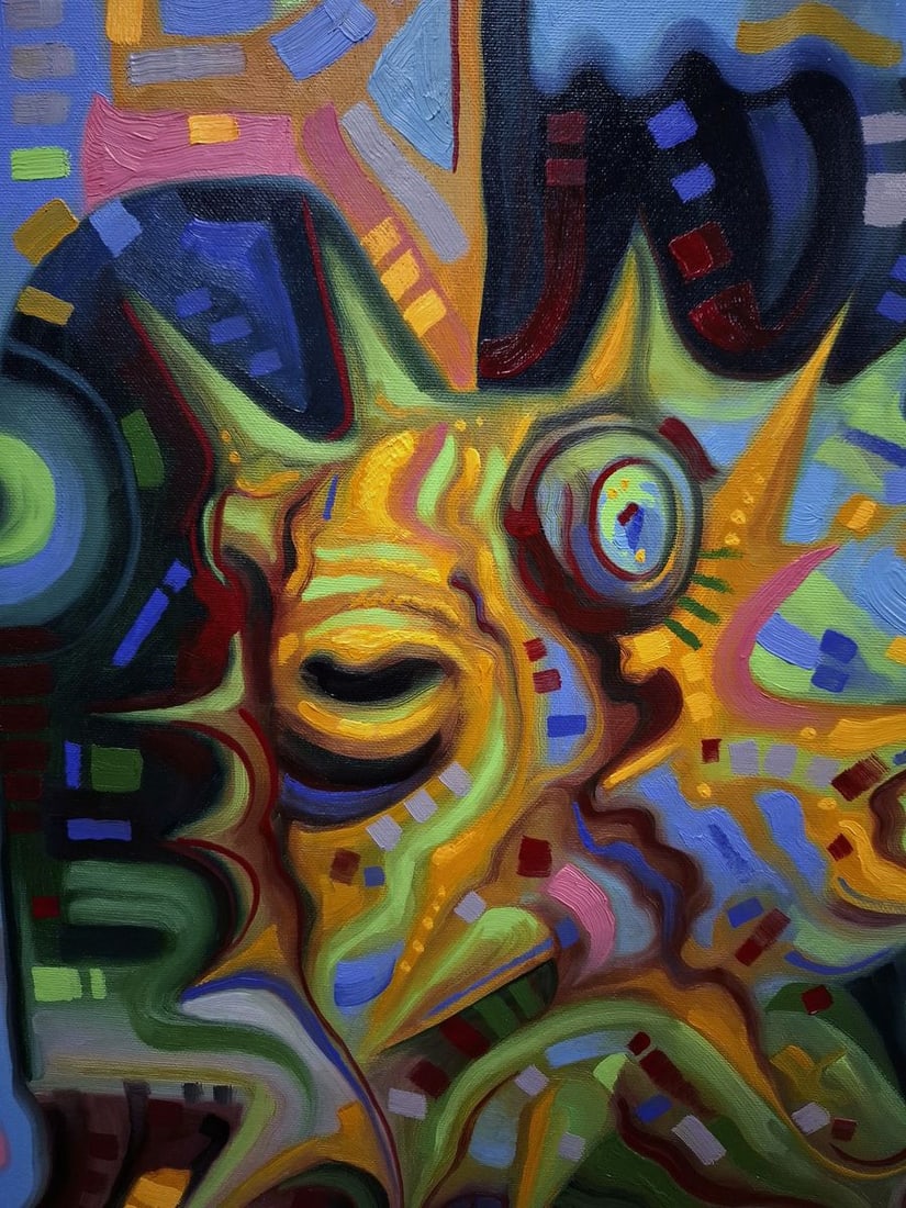 Oil painting Green Electric Fugu Sergey Voichenko - 7