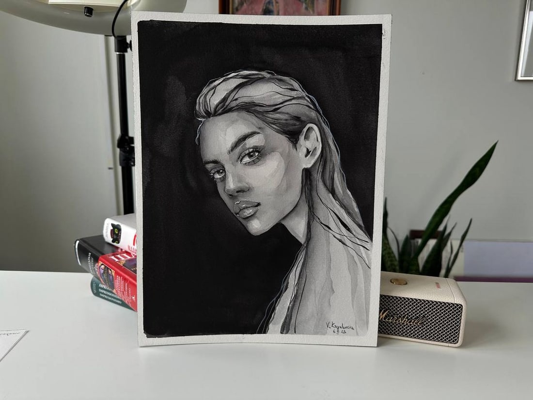 Watercolor painting Black and White Victoria Kagalovska - 7