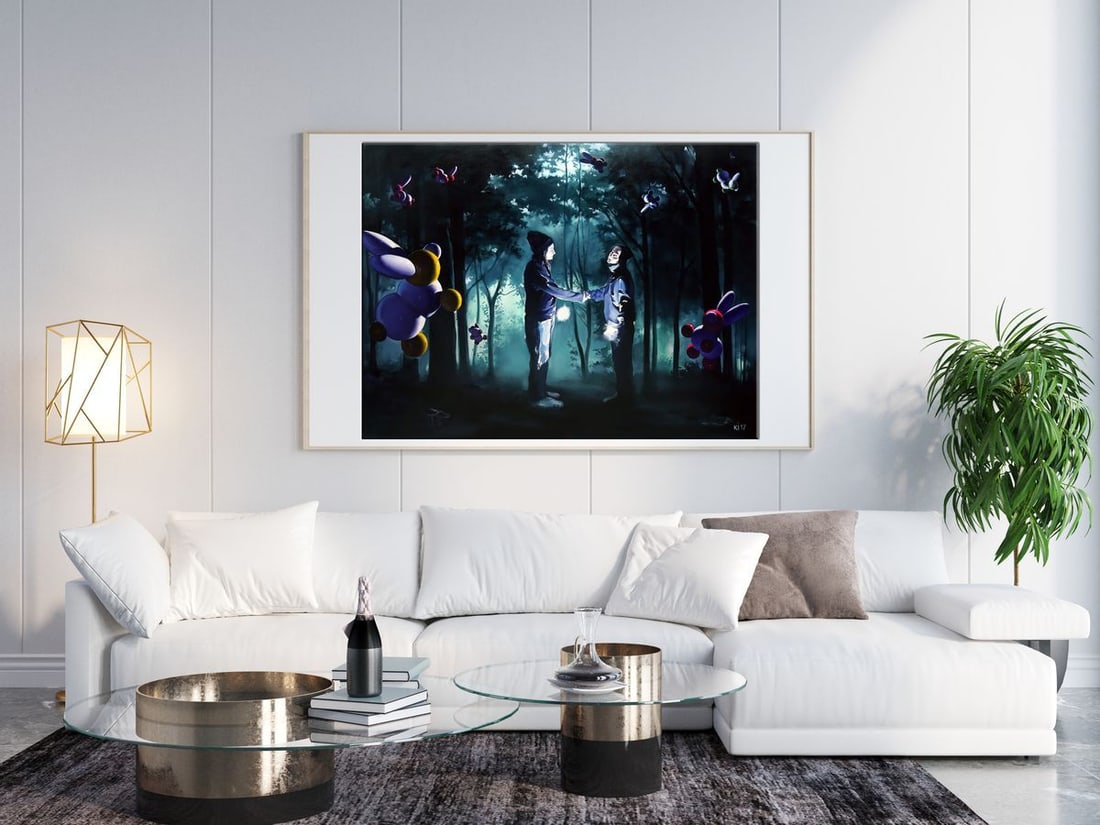 Oil painting Meeting in the forest with a curator Igor Konovalov - 2