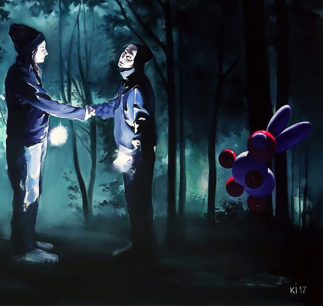 Oil painting Meeting in the forest with a curator Igor Konovalov - 7