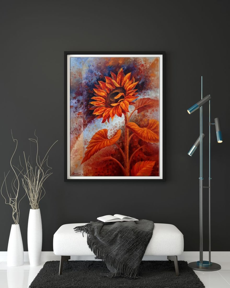 Oil painting Sunflowers in orange Sergey Voichenko - 2