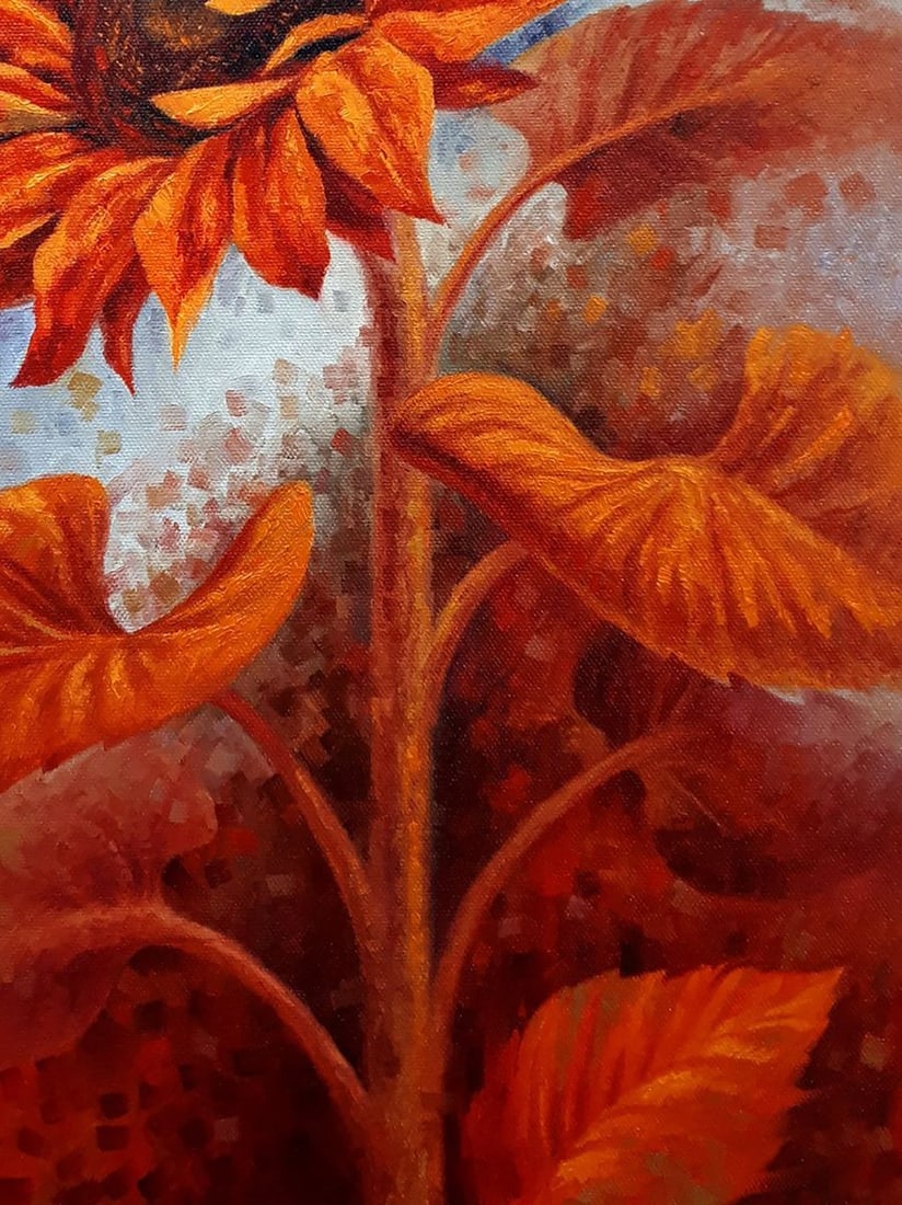 Oil painting Sunflowers in orange Sergey Voichenko - 7