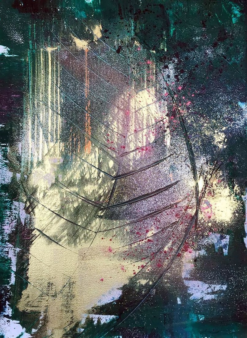 Acrylic painting Golden leaf Melezhik Olga: Title: Acrylic painting Golden leaf Melezhik Olga Description: No.Mel 11 *** ABOUT THIS PAINTING *** * TITLE: "Golden leaf" * ARTISTS: Melezhik Olga * SIZE: 50x70 cm/'19.68x27.55 inches' * MEDIUM: