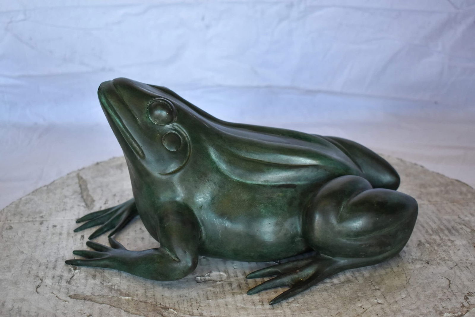 Croaking Frog Bronze Statue in Green Patina Fountain Size: 15" x 10" x 7"H - 4
