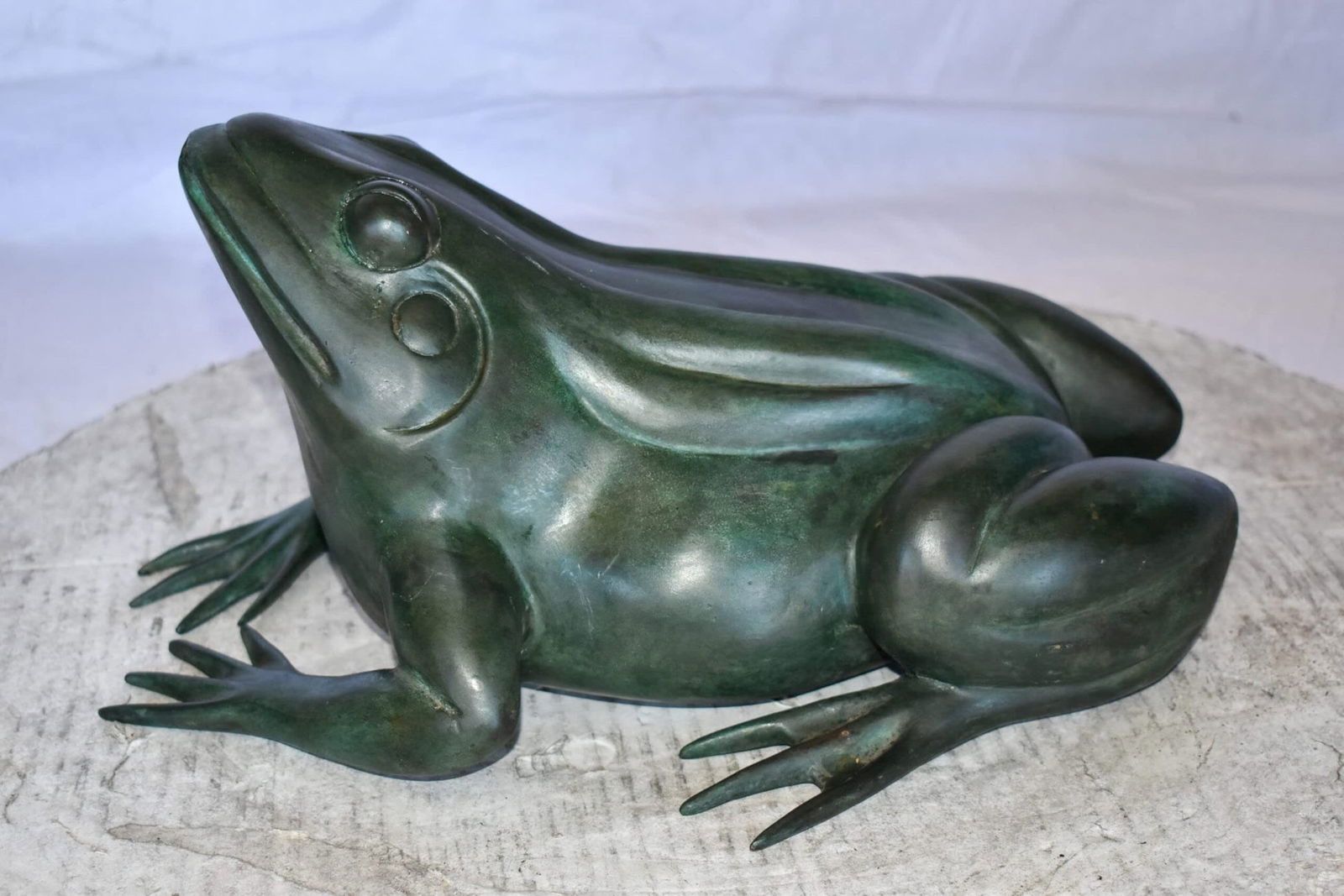 Croaking Frog Bronze Statue in Green Patina Fountain Size: 15" x 10" x 7"H - 6
