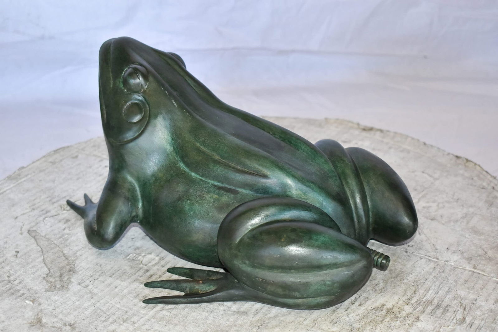 Croaking Frog Bronze Statue in Green Patina Fountain Size: 15" x 10" x 7"H - 7
