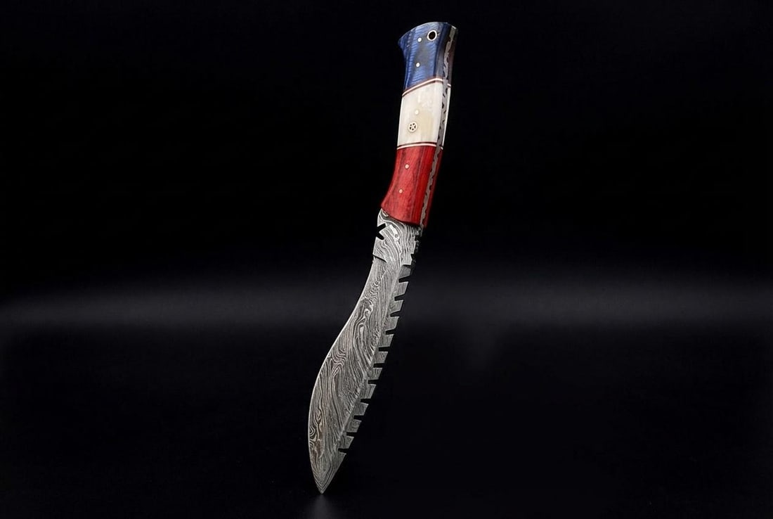 Hand Forged Damascus Steel Kukri Knife 12" Hunting Blade with Bone Handle - 3