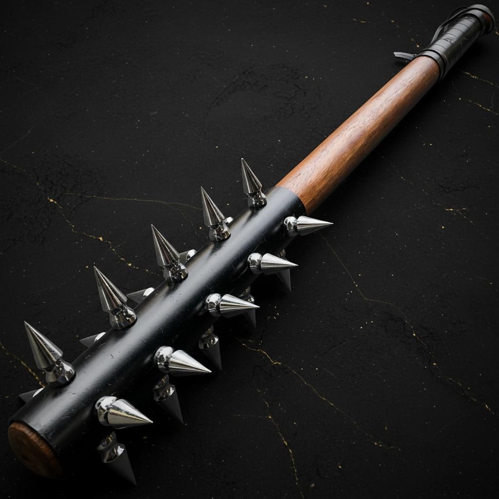 30 inch Spiked Medieval Mace Solid Hardwood Knight Club LARP Cosplay Bat: Title:30 inch Spiked Medieval Mace Solid Hardwood Knight Club LARP Cosplay Bat Description:This listing is for a medieval style spiked mace, inspired by the weapons of the Middle Ages. This solid club
