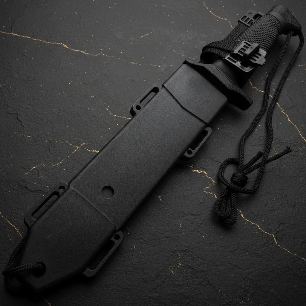Black Combat Bowie Knife 12" Fixed Blade for Tactical Survival Hunting with Hard Sheath - 3