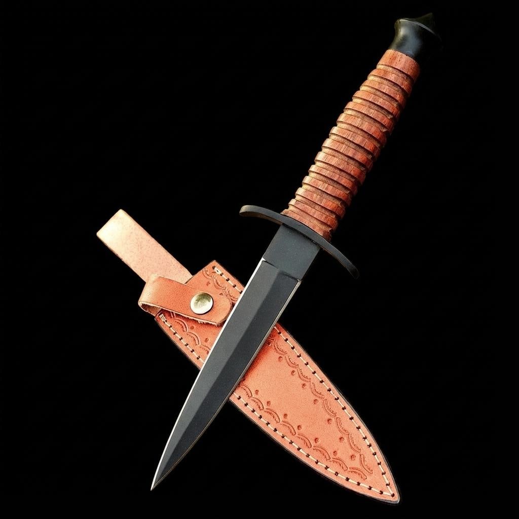 V-42 Stiletto Dagger WWII Commando Knife Replica with Leather Sheath: Title:V-42 Stiletto Dagger WWII Commando Knife Replica with Leather Sheath Description:This is a historically accurate replica of the V-42 stiletto dagger, the trademark weapon of the 1st Special Serv