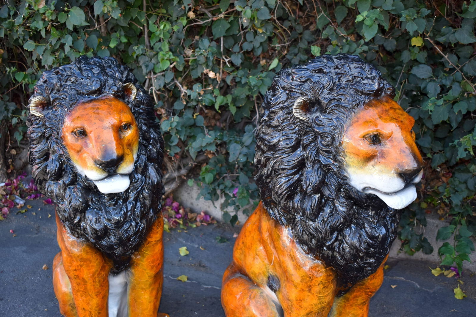 Pair Of Colored Standing Lions Made of Bronze Statue Size: 29" x 44" x 41"H - 11