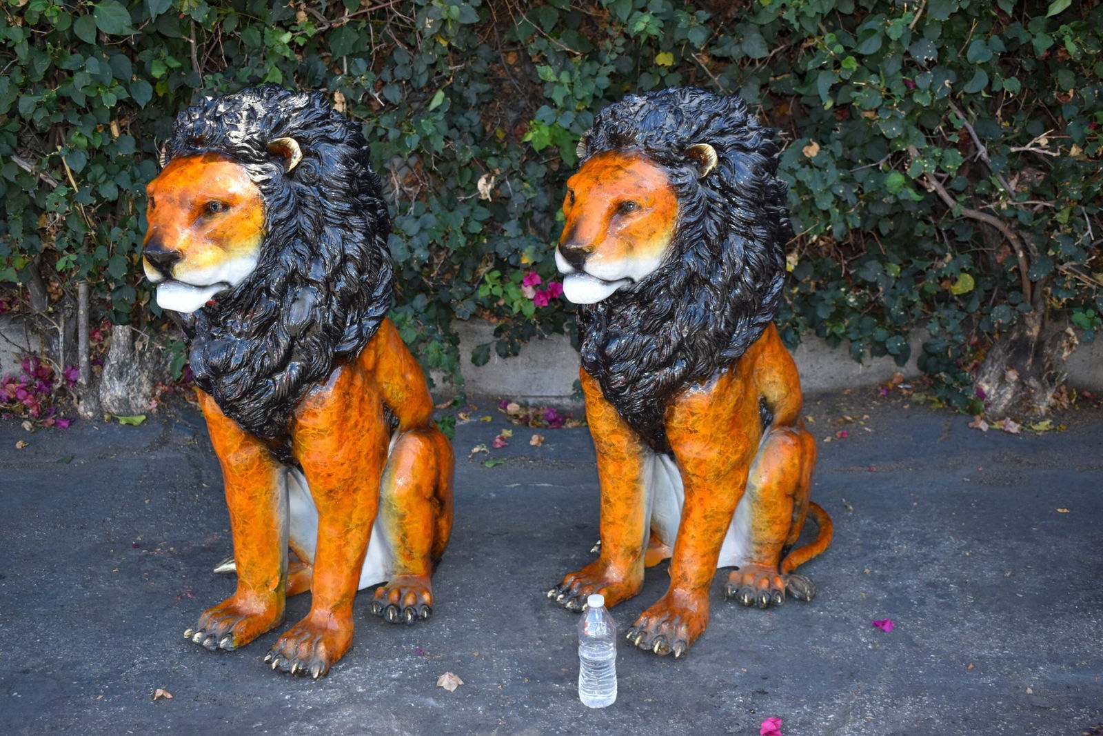 Pair Of Colored Standing Lions Made of Bronze Statue Size: 29" x 44" x 41"H - 8