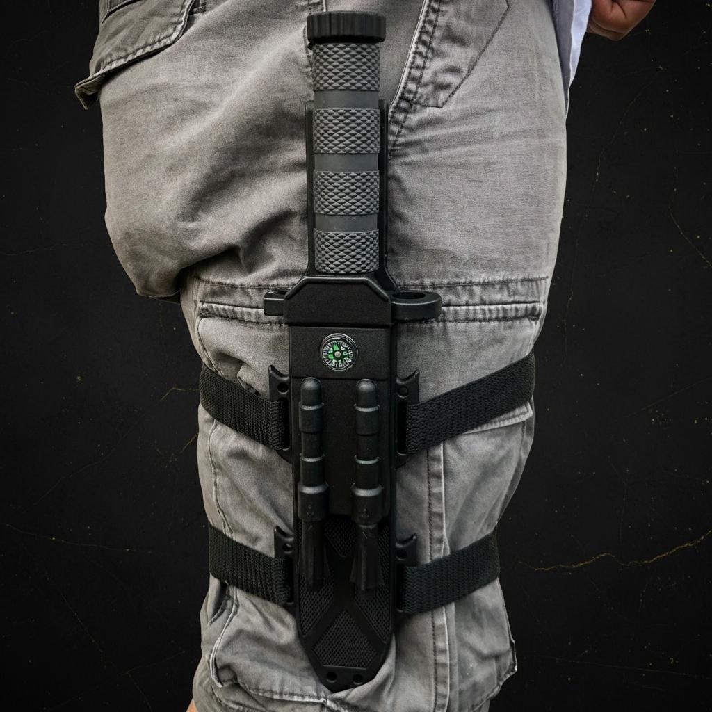 12.5" Military Survival Knife with Sawback Fixed Blade, Fire Starter & Compass - 6