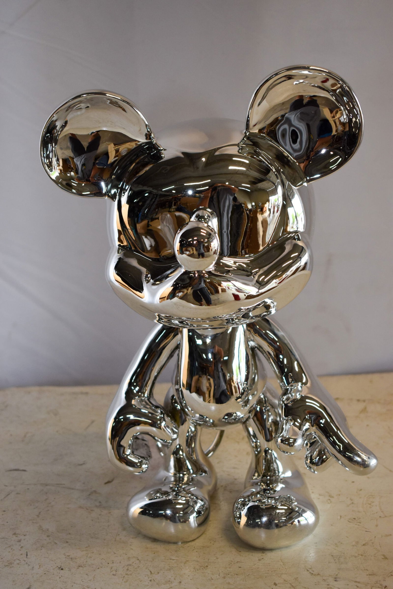 Contemporary Silver Chrome Mickey Mouse Resin Statue 12" x 9" x 16"H - 11