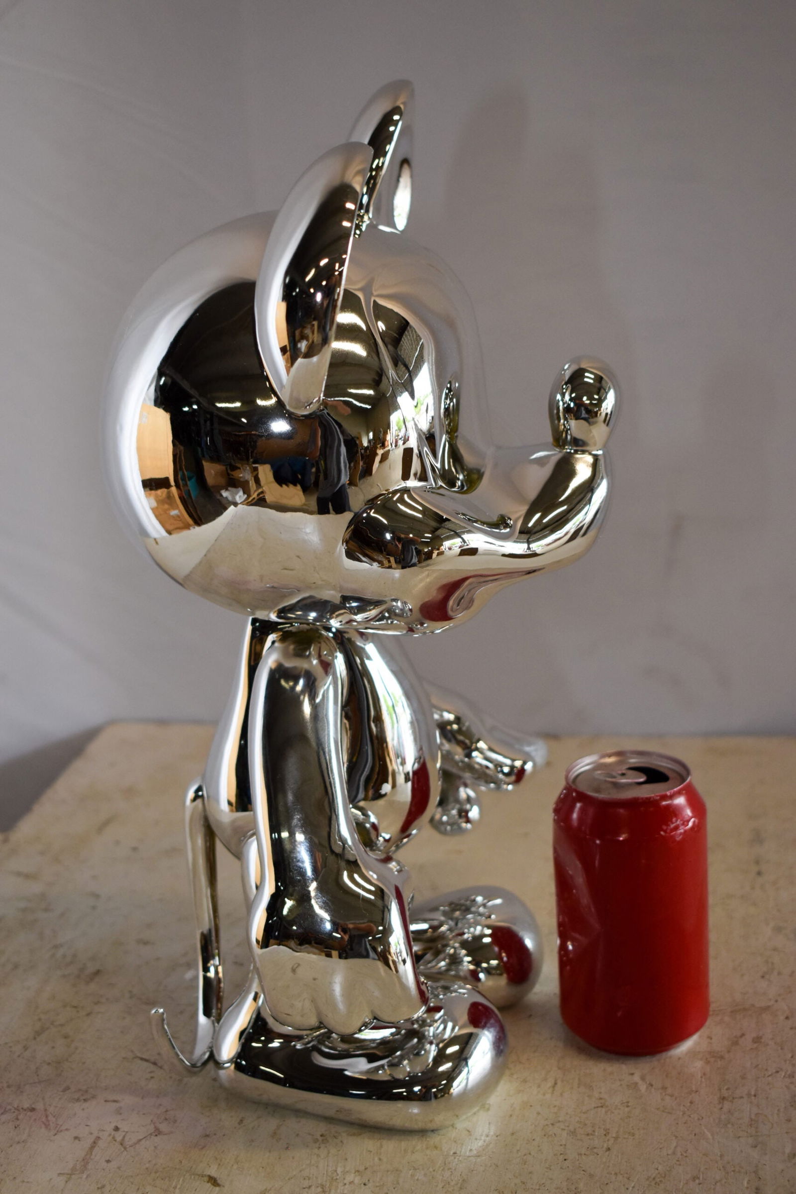Contemporary Silver Chrome Mickey Mouse Resin Statue 12" x 9" x 16"H - 4