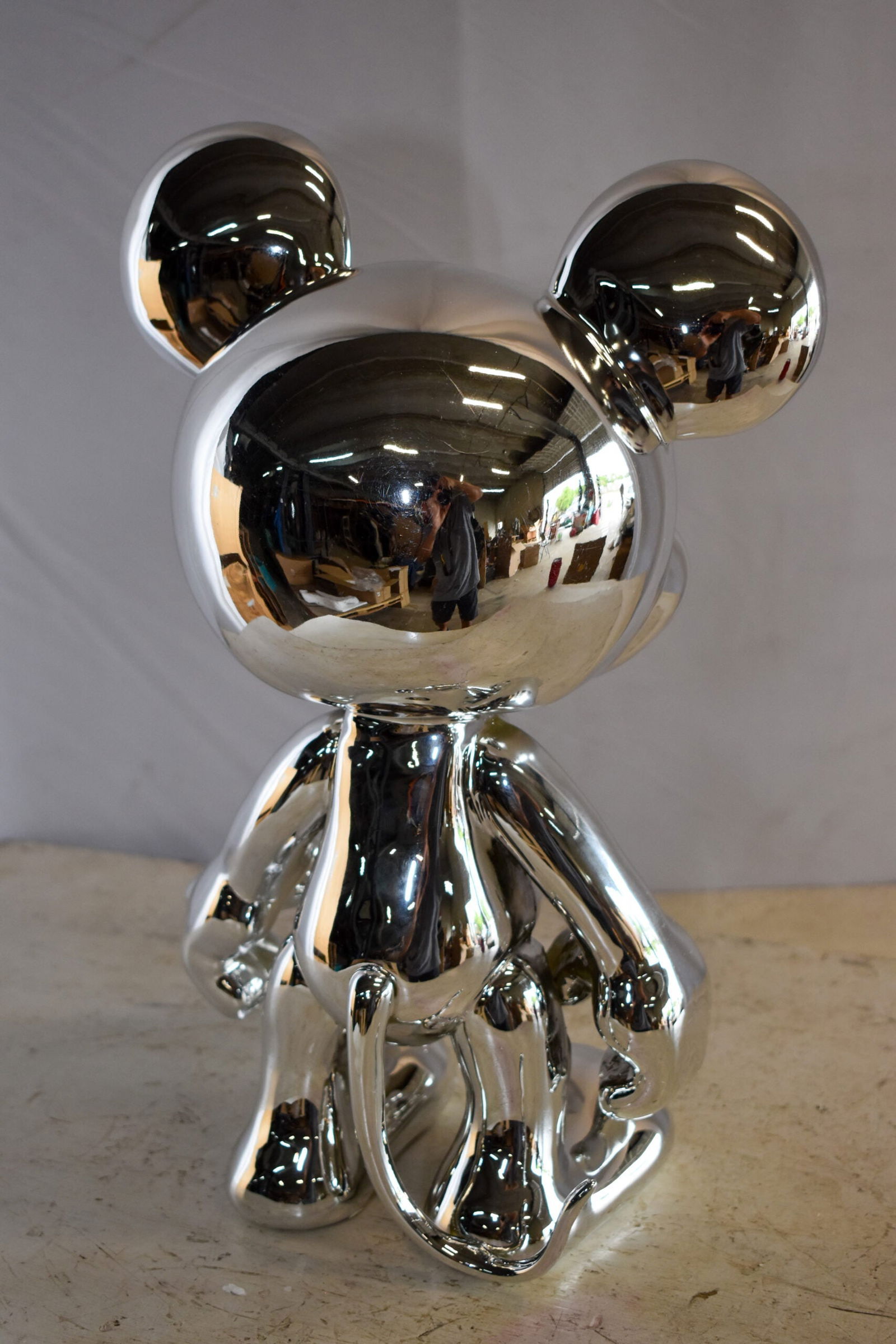 Contemporary Silver Chrome Mickey Mouse Resin Statue 12" x 9" x 16"H - 6