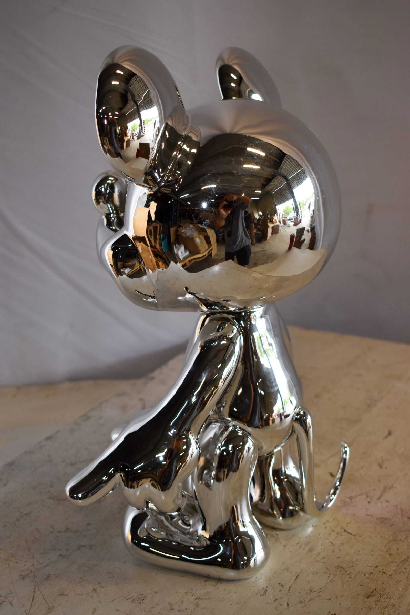 Contemporary Silver Chrome Mickey Mouse Resin Statue 12" x 9" x 16"H - 8