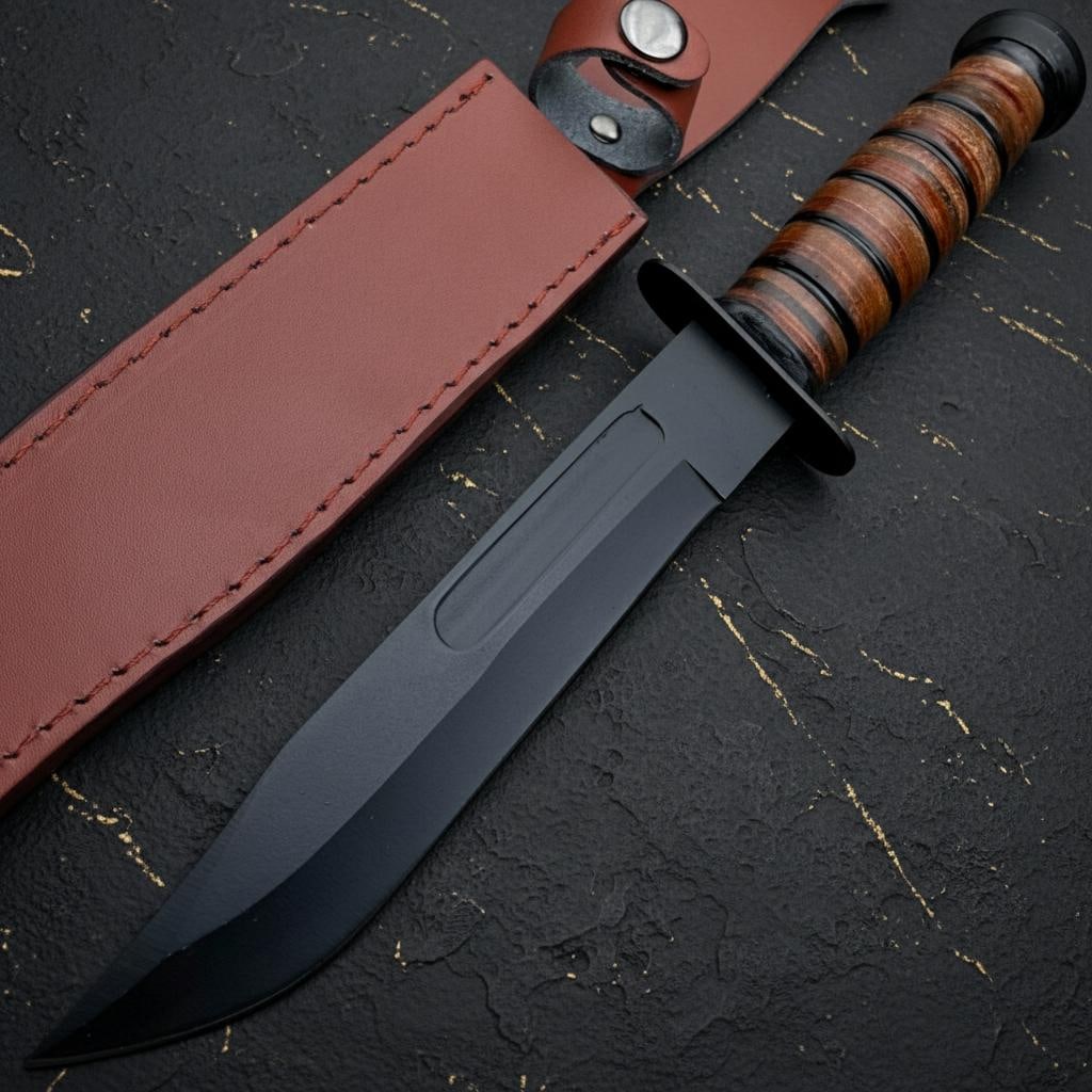 WWII Style Combat Survival Knife 12 Inch Fixed Blade with 420C Steel and Sheath - 2