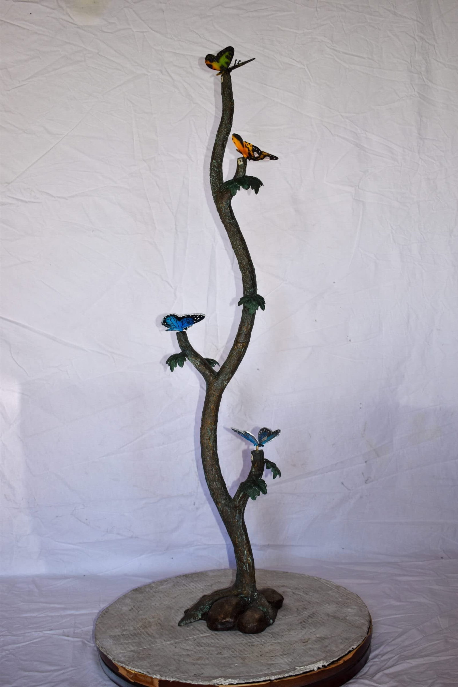 Four Butterflies on A Tree Branch Bronze Statue Size: 7" x 9" x 50"H - 10