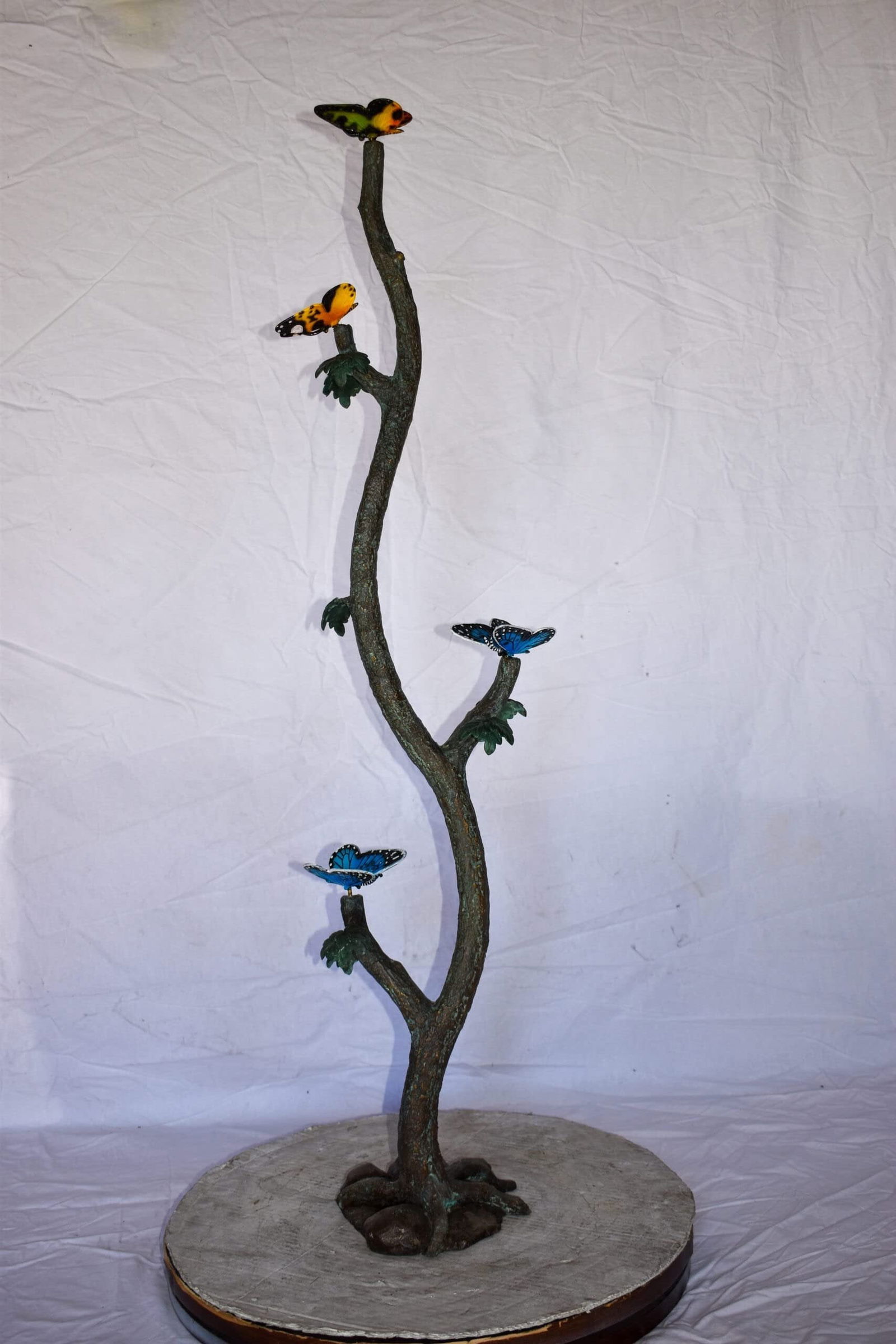 Four Butterflies on A Tree Branch Bronze Statue Size: 7" x 9" x 50"H - 4