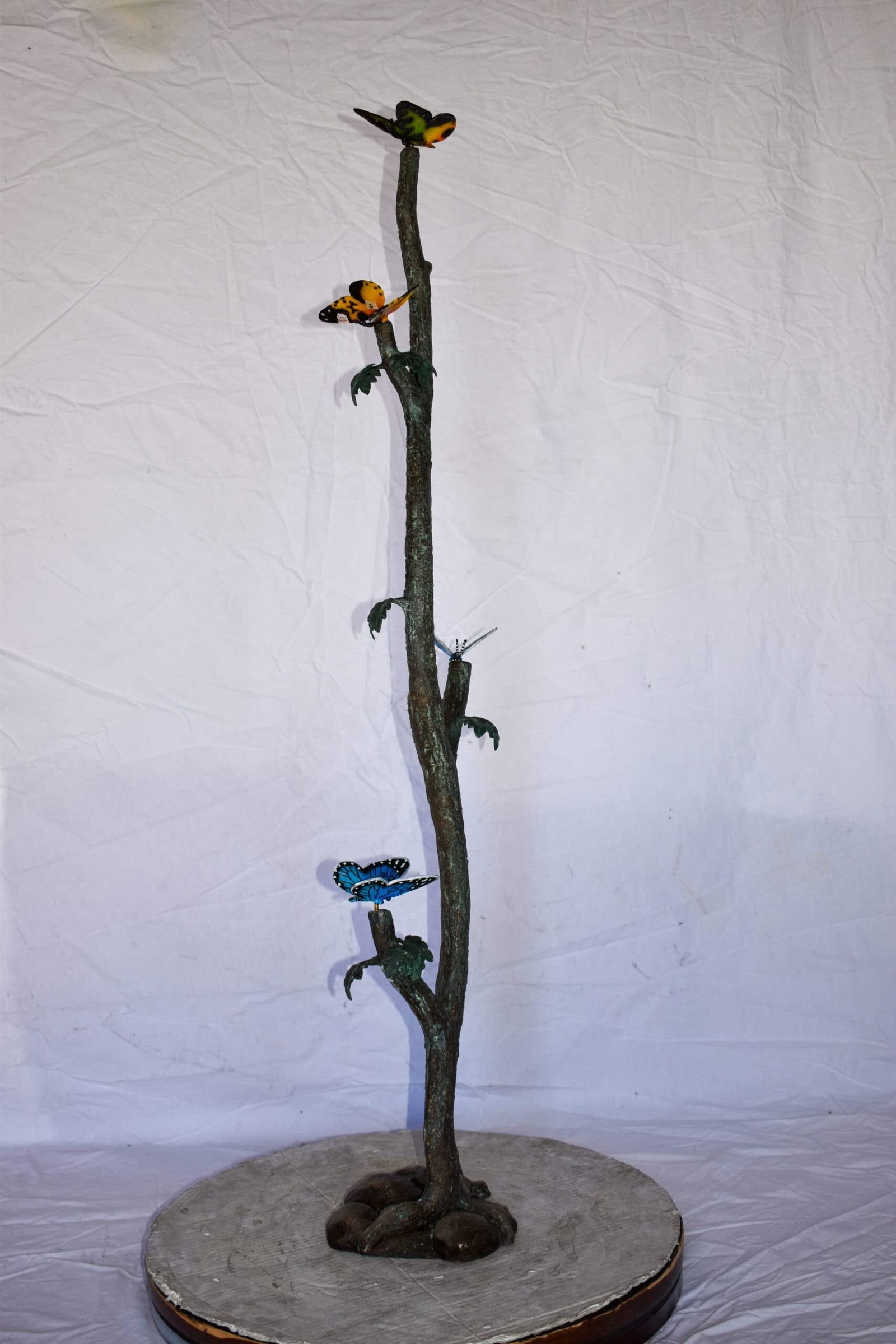 Four Butterflies on A Tree Branch Bronze Statue Size: 7" x 9" x 50"H - 7