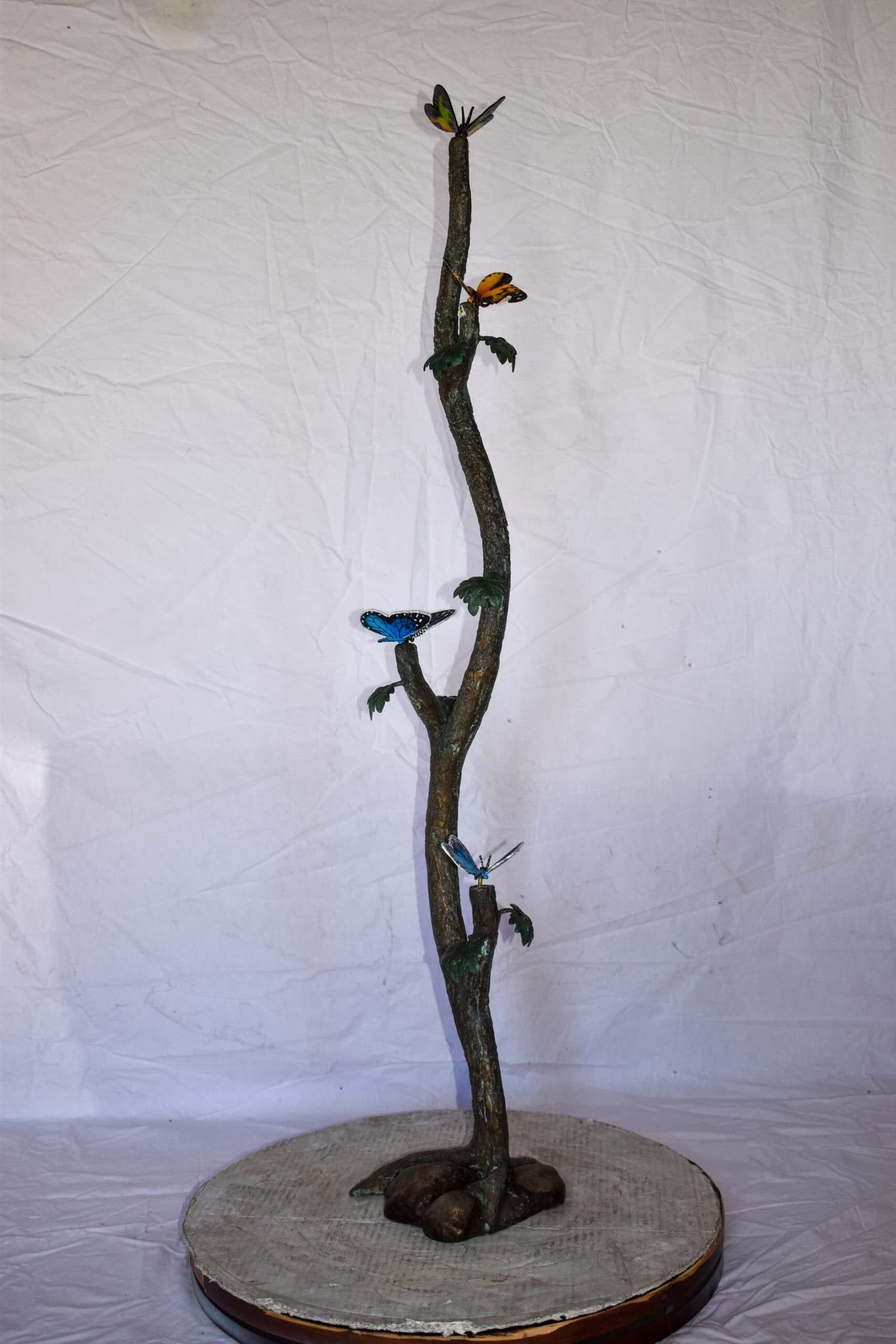 Four Butterflies on A Tree Branch Bronze Statue Size: 7" x 9" x 50"H - 9