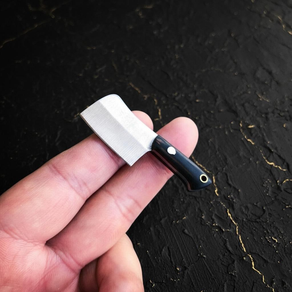 Miniature Cleaver Knife Tiny Fixed Blade with Wood Handles & Leather Sheath New: Title:Miniature Cleaver Knife Tiny Fixed Blade with Wood Handles & Leather Sheath NewDescription:This listing is for a new, miniature fixed blade knife, designed as the world's smallest working