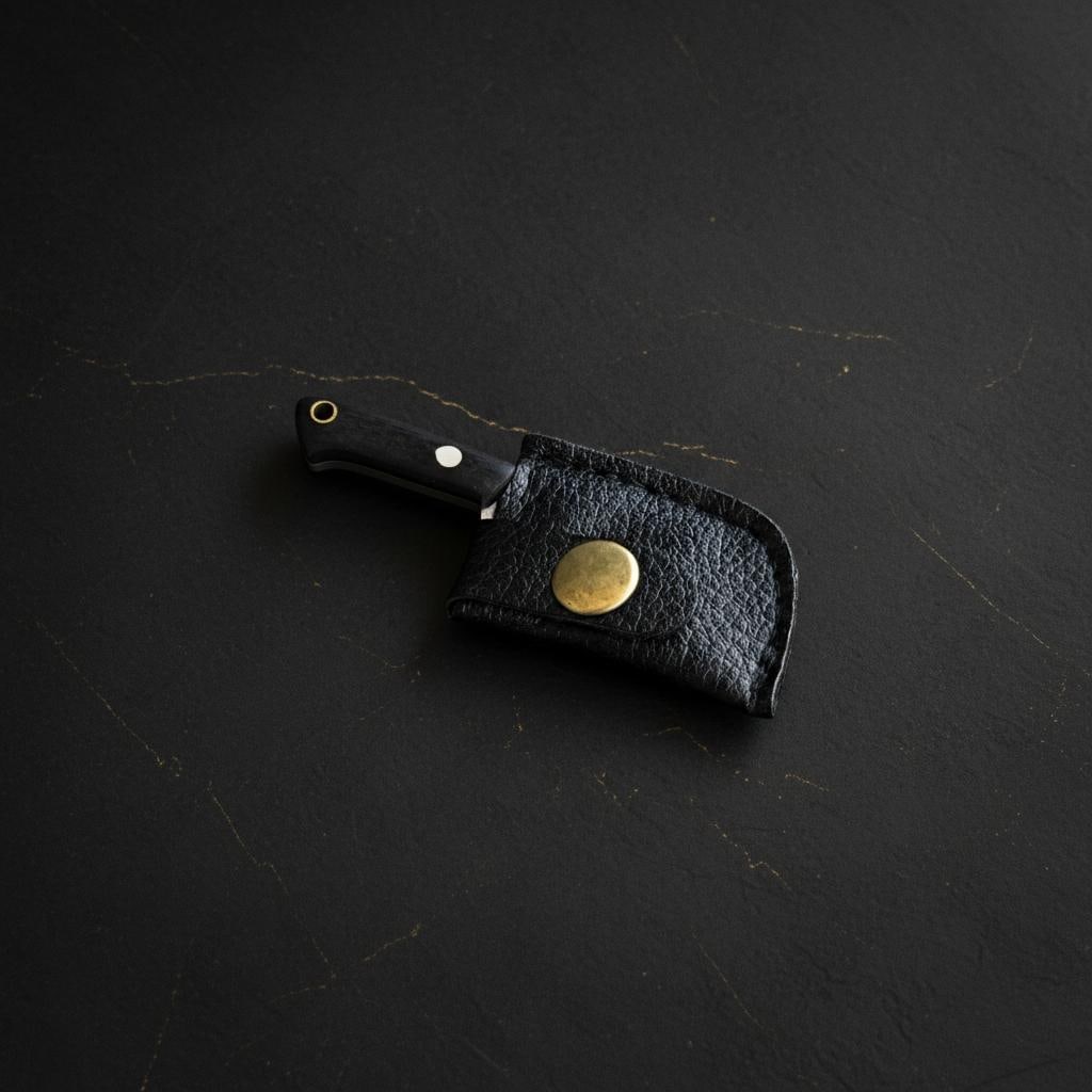 Miniature Cleaver Knife Tiny Fixed Blade with Wood Handles & Leather Sheath New - 4