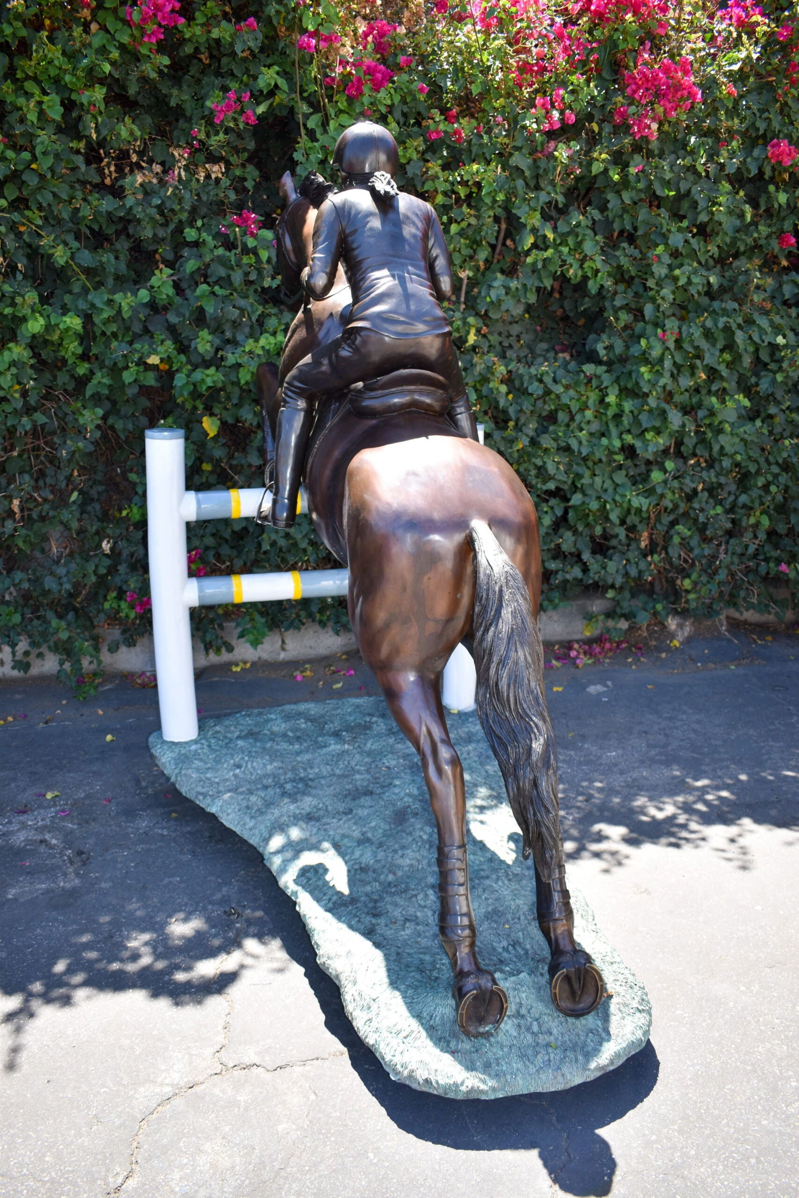 Life Size Horseback Rider Jumping Realistic Bronze Statue Size: 85" x 45" x 71"H - 10