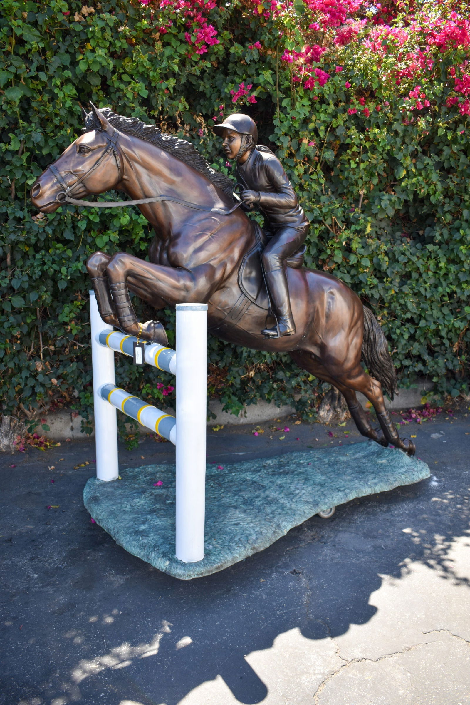 Life Size Horseback Rider Jumping Realistic Bronze Statue Size: 85" x 45" x 71"H - 2