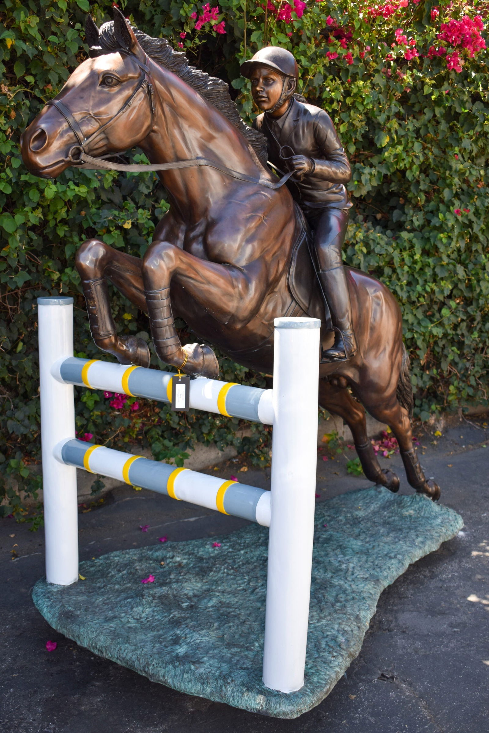Life Size Horseback Rider Jumping Realistic Bronze Statue Size: 85" x 45" x 71"H - 3
