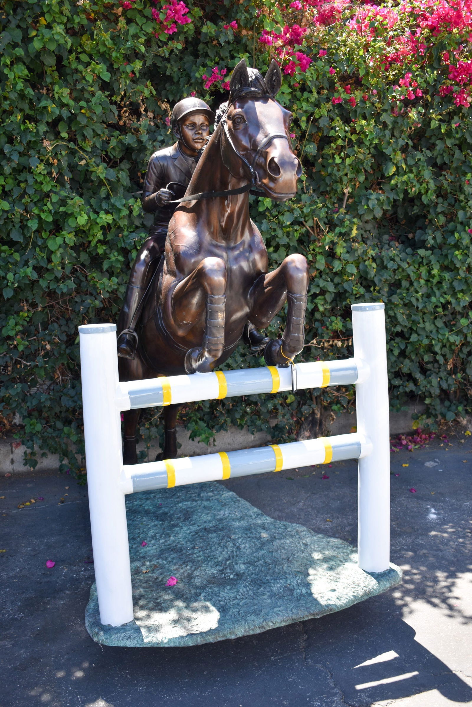 Life Size Horseback Rider Jumping Realistic Bronze Statue Size: 85" x 45" x 71"H - 5