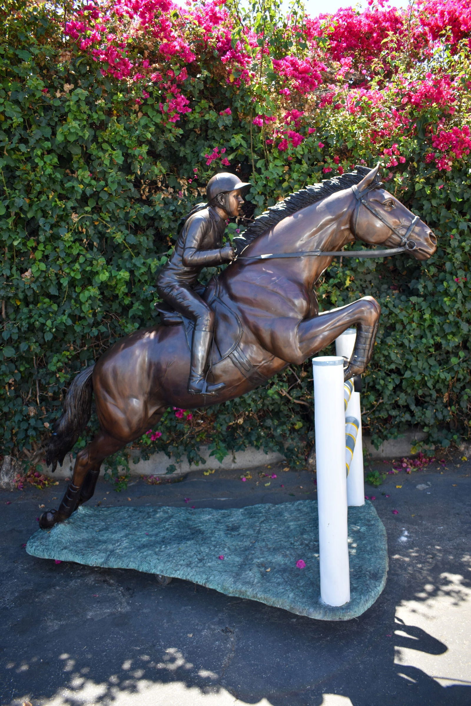 Life Size Horseback Rider Jumping Realistic Bronze Statue Size: 85" x 45" x 71"H - 6