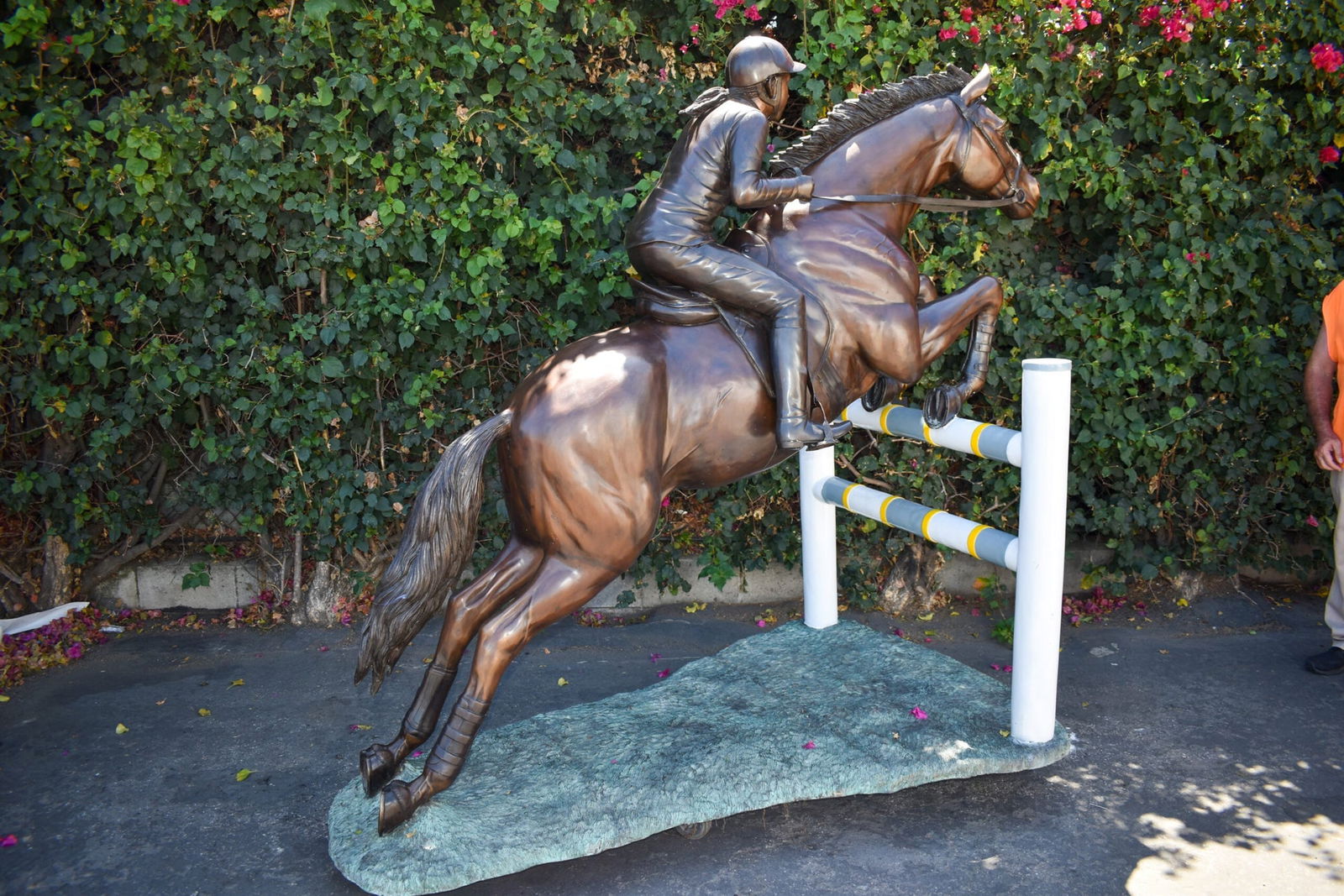 Life Size Horseback Rider Jumping Realistic Bronze Statue Size: 85" x 45" x 71"H - 7