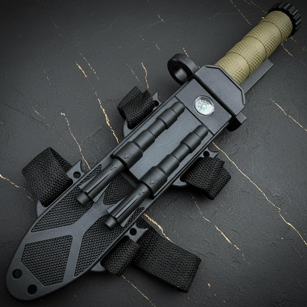 12.5" Military Tactical Hunting Knife with Fixed Sawback Blade, Survival Sheath & Fire Starter - 4