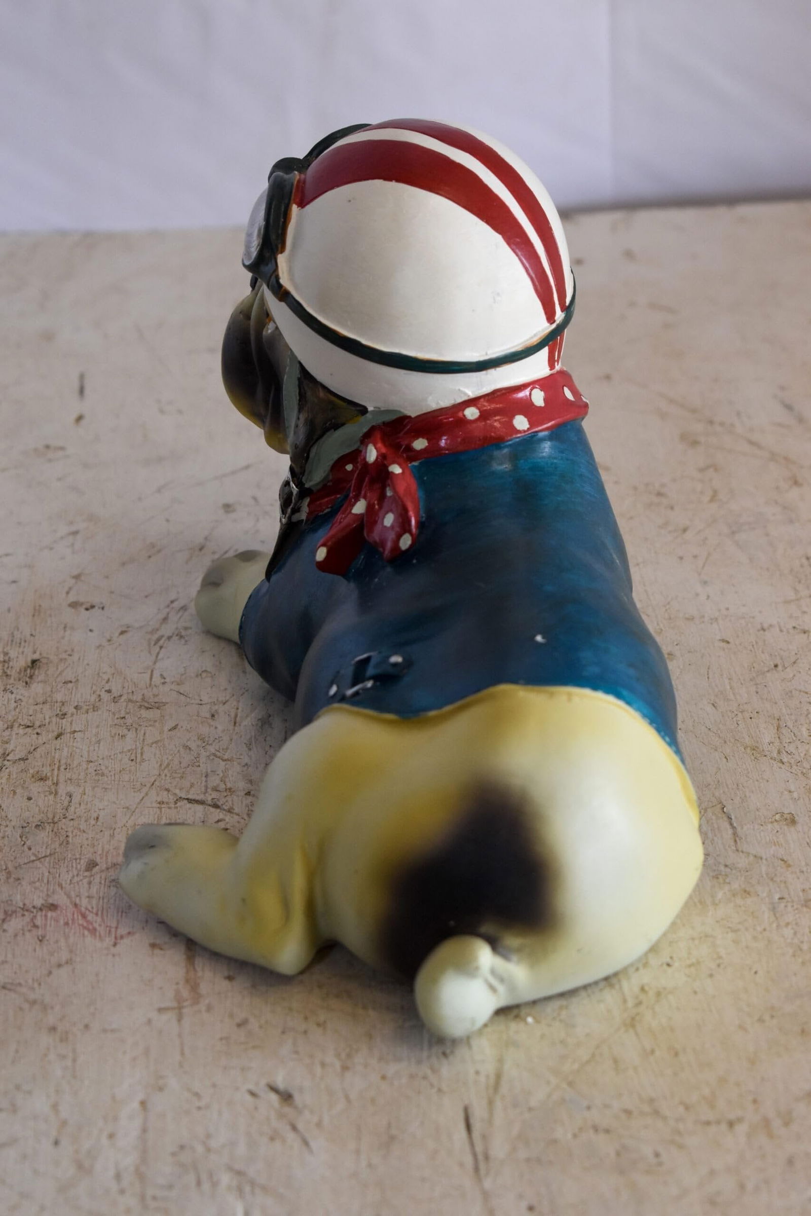 A Happy Dog Dressed in Motorcycle Rider Suit, Resin Statue 9" x 6" x 7"H - 5