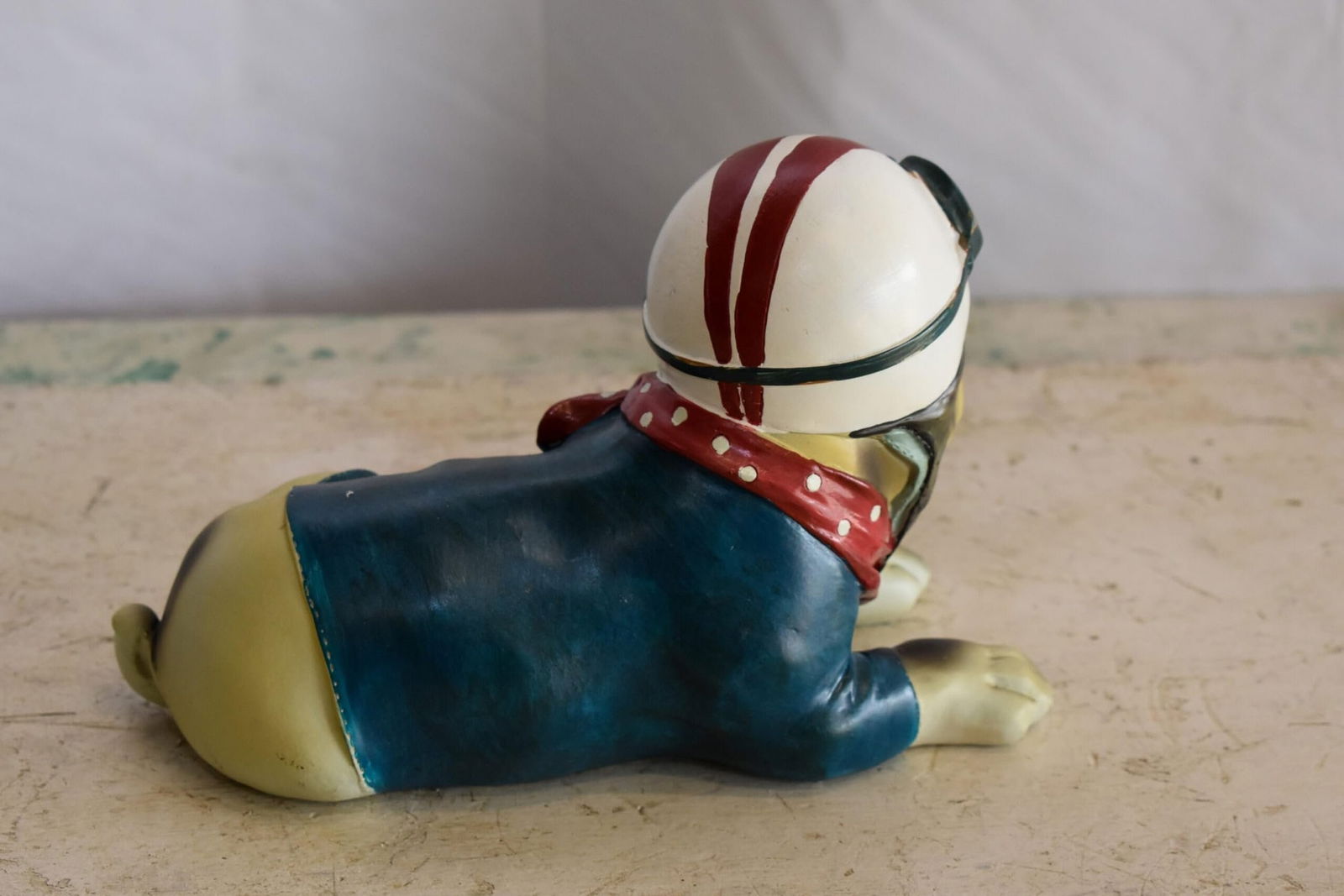 A Happy Dog Dressed in Motorcycle Rider Suit, Resin Statue 9" x 6" x 7"H - 6