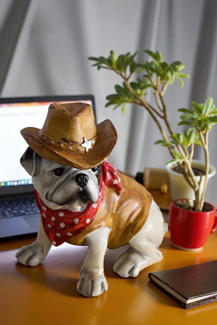 A Happy Dog Dressed as The Sheriff of The Town, Resin Statue 8" x 5" x 8"H - 2