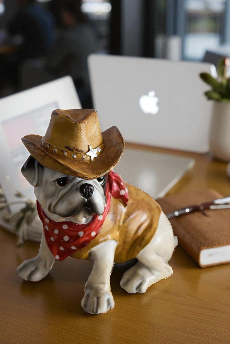 A Happy Dog Dressed as The Sheriff of The Town, Resin Statue 8" x 5" x 8"H - 3