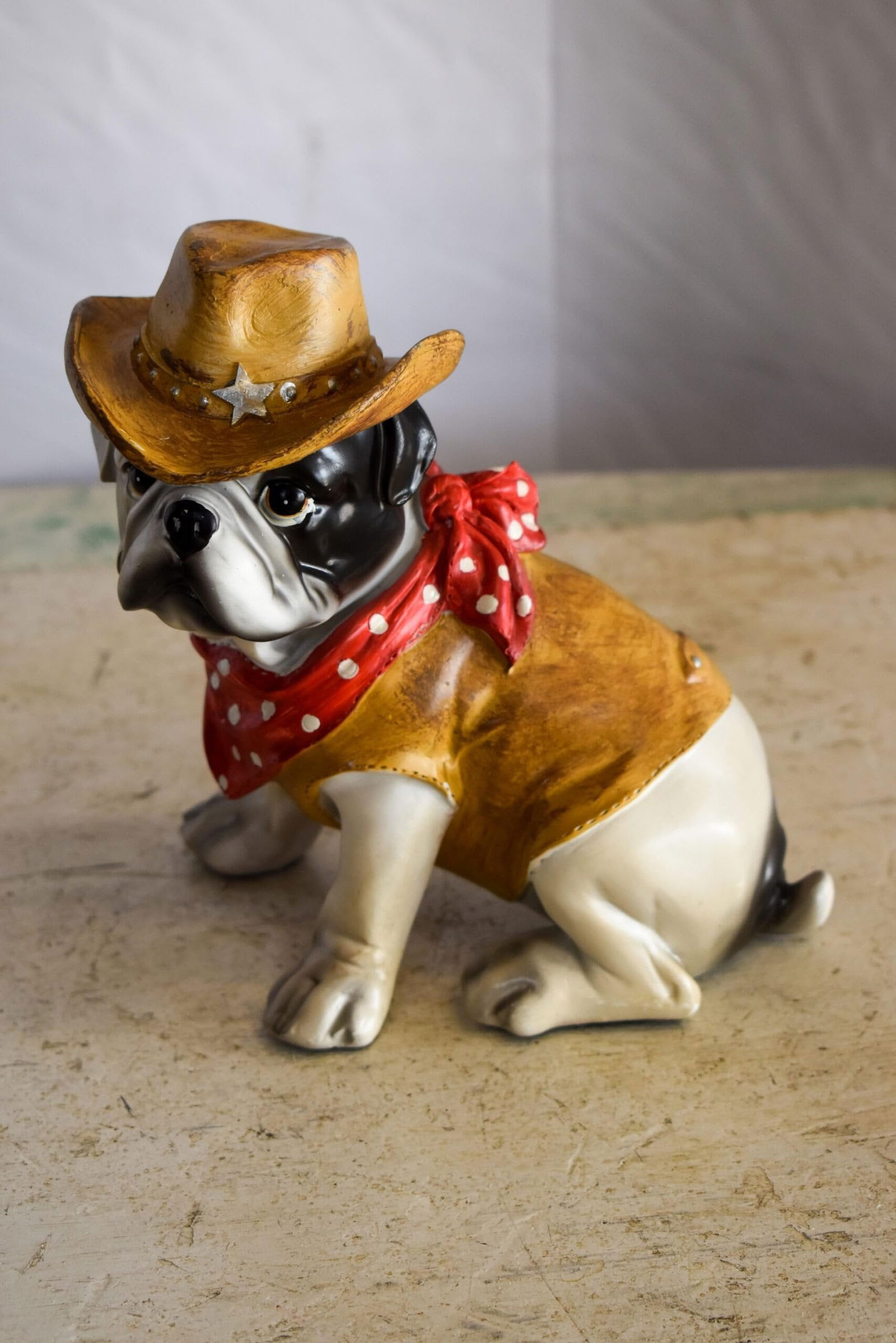 A Happy Dog Dressed as The Sheriff of The Town, Resin Statue 8" x 5" x 8"H - 4