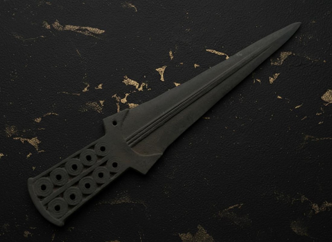 Cimmerian Iron Dagger Early Steppe Weapon Collectible Artifact 8th Century BC: Title:Cimmerian Iron Dagger Early Steppe Weapon Collectible Artifact 8th Century BC Description:This dagger represents a weapon traditionally associated with the Cimmerian culture of the early Eurasia