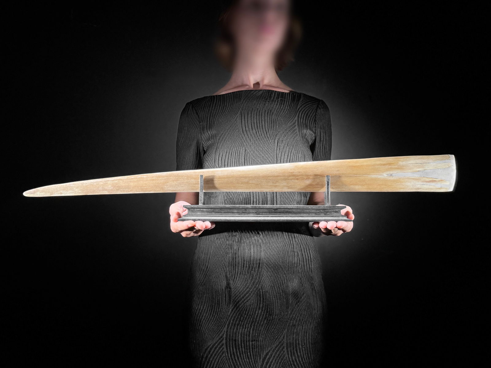 A large carved swordfish rostrum - Tiger dragon carving - 2