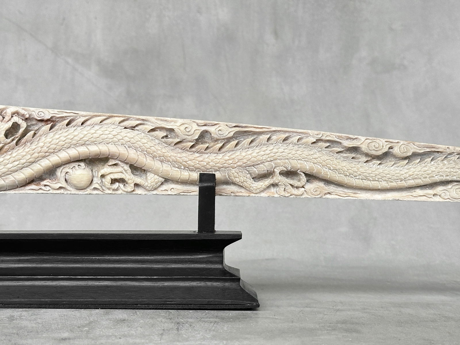 A large carved swordfish rostrum - Tiger dragon carving - 9