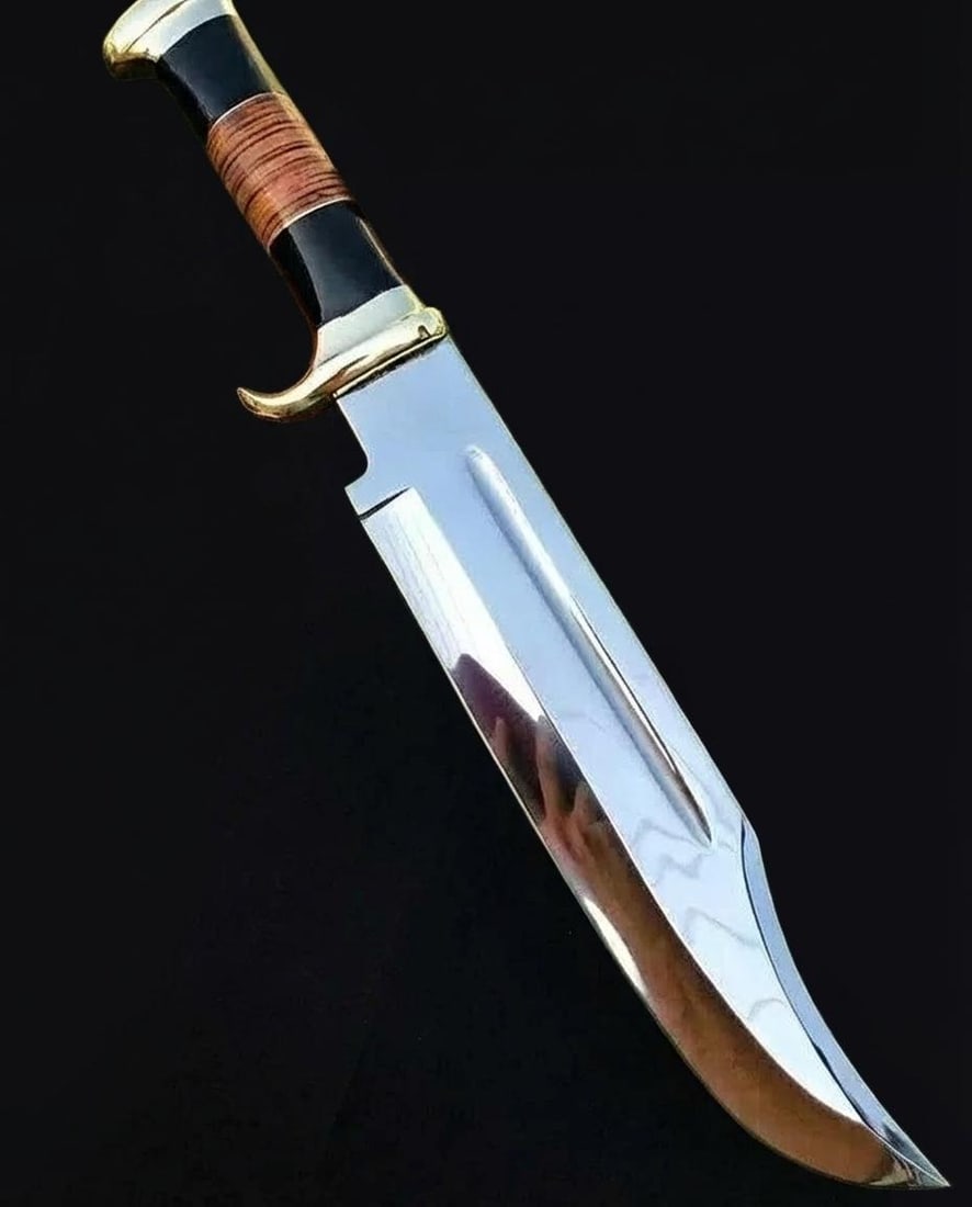 Custom Handmade 18" Crocodile Dundee Style Bowie Knife D2 Steel & Bull Horn - 5