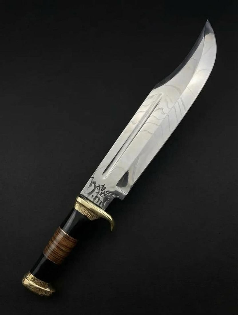 Custom Handmade 18" Crocodile Dundee Style Bowie Knife D2 Steel & Bull Horn - 6