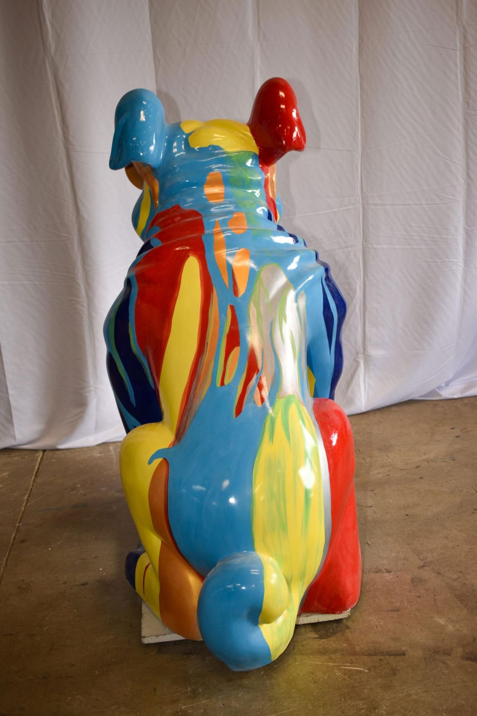 Giant Graffiti Looking British Bulldog with Glasses Resin Statue 29"x 50" x 50"H - 10