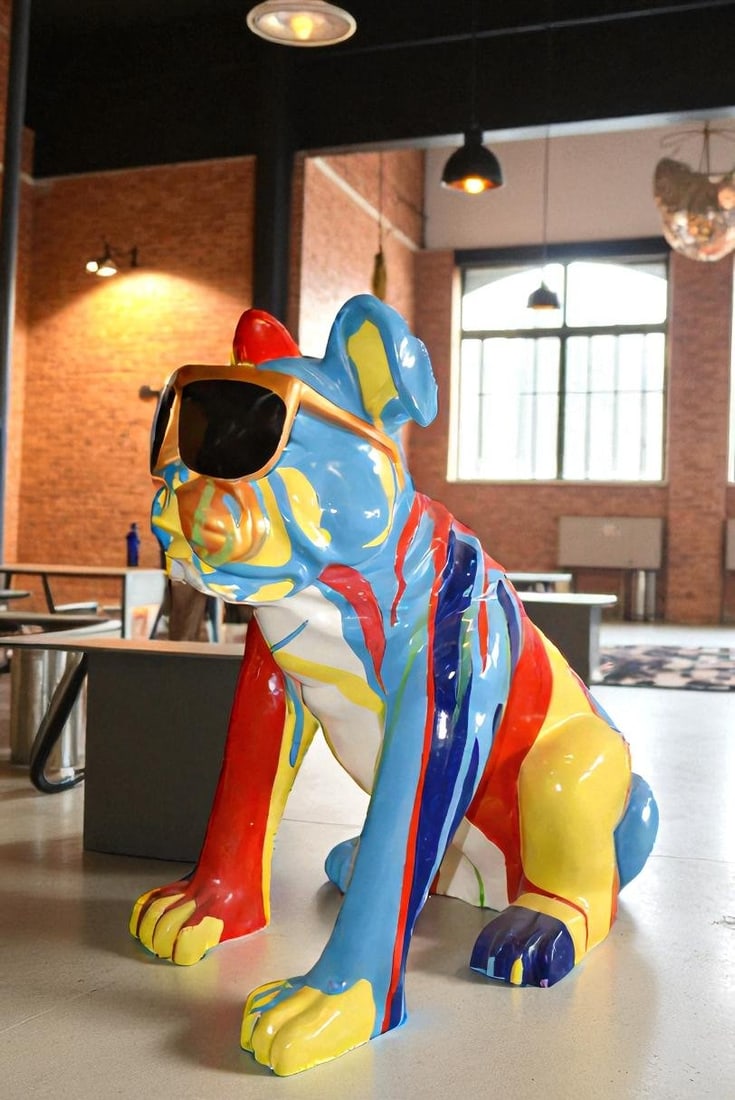 Giant Graffiti Looking British Bulldog with Glasses Resin Statue 29"x 50" x 50"H - 3